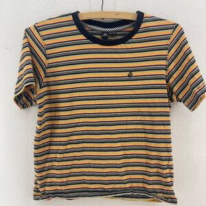 Volcom Striped Tee Womens S Retro Surf Skate T Shirt Cotton Short Sleeve Top